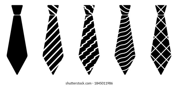 Set of vector ties. Isolated tie symbol flat icon. Vector illustration.