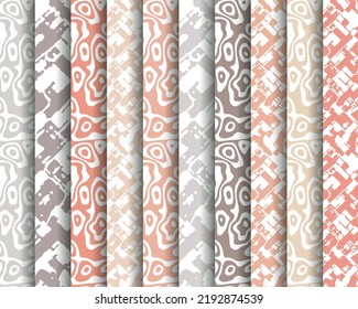 Set of vector tiled seamless collection of modern stylish pastel basic color patterns. Texture for packaging banners wallpaper, fabric print, business cards