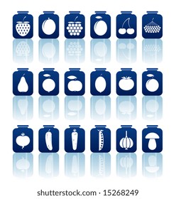 Set of a vector tinned goods icons.