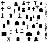 set vector tombstone hallowen icon decoration