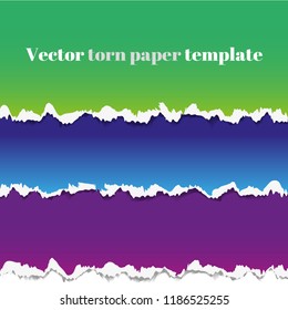 Set of vector torn color paper template on white background.Realistic template for your design banner, header and flyer.Text
