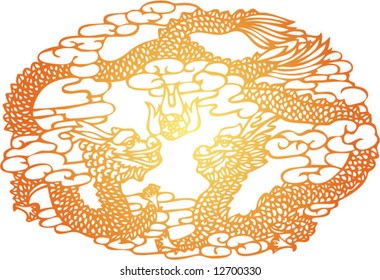 Set of Vector from Traditional Chinese Paper-cut, very popular in North-West China, for celebration of Spring Festival or Wedding