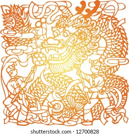 Set of Vector from Traditional Chinese Paper-cut, very popular in North-West China, for celebration of Spring Festival or Wedding