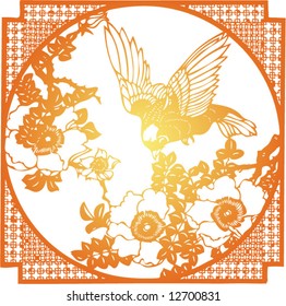 Set of Vector from Traditional Chinese Paper-cut, very popular in North-West China, for celebration of Spring Festival or Wedding