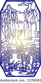 Set of Vector from Traditional Chinese Paper-cut, very popular in North-West China, for celebration of Spring Festival or Wedding