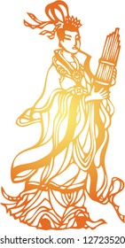 Set of Vector from Traditional Chinese Paper-cut, very popular in North-West China, for celebration of Spring Festival or Wedding