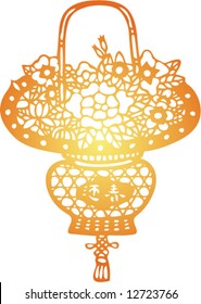 Set of Vector from Traditional Chinese Paper-cut, very popular in North-West China, for celebration of Spring Festival or Wedding