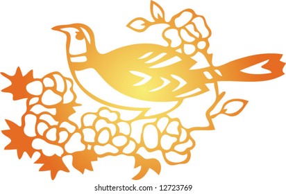 Set of Vector from Traditional Chinese Paper-cut, very popular in North-West China, for celebration of Spring Festival or Wedding