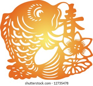 Set of Vector from Traditional Chinese Paper-cut, very popular in North-West China, for celebration of Spring Festival or Wedding
