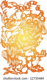 Set of Vector from Traditional Chinese Paper-cut, very popular in North-West China, for celebration of Spring Festival or Wedding
