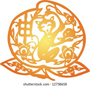 Set of Vector from Traditional Chinese Paper-cut, very popular in North-West China, for celebration of Spring Festival or Wedding