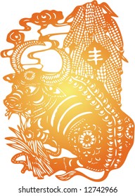 Set of Vector from Traditional Chinese Paper-cut, very popular in North-West China, for celebration of Spring Festival or Wedding