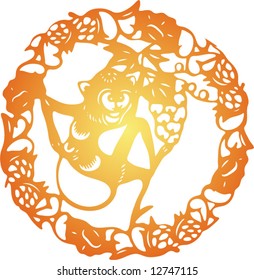 Set of Vector from Traditional Chinese Paper-cut, very popular in North-West China, for celebration of Spring Festival or Wedding