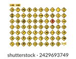 Set Vector Traffic Regulation Signs Signs White Background