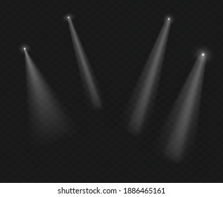 Set of vector transparent flash light effect, sunlight special lens. Bright gold flashes and glares