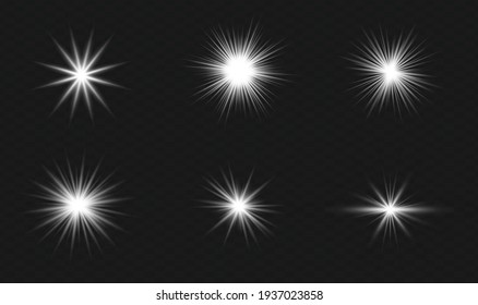 Set of vector transparent flash light effect; sunlight special lens. Bright gold flashes and glares