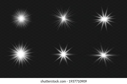 Set of vector transparent flash light effect; sunlight special lens. Bright gold flashes and glares