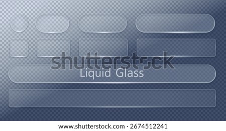 Set Vector Transparent Glass Buttons. UI UX Glass Screen of Mobile Device. Smartphone Interface Design. Collection Design Elements for Application Phone, Game Menu and Website. Transparent Background