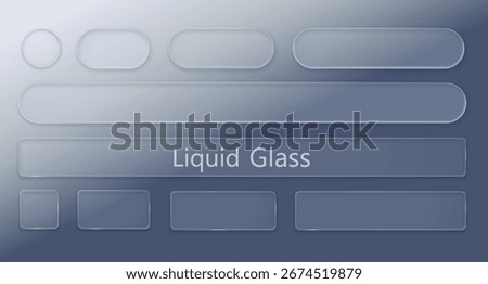 Set Vector Transparent Glass Buttons. UI UX Glass Screen of Mobile Device. Smartphone Interface Design. Collection Design Elements for Application Phone, Game Menu and Website. Transparent Background