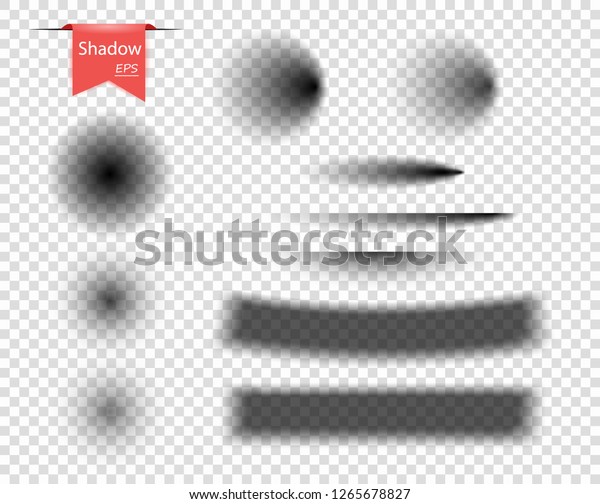 Set of vector transparent isolated shadows,\
round, oval and rectangular curved. Design elements on an isolated\
transparent background.