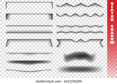 Set of vector transparent overlay shadows. Web banner. Element for advertising and promotional message isolated on transparent background.