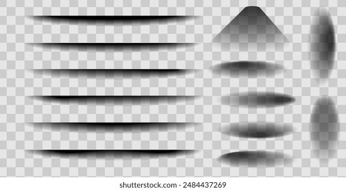 Set of vector transparent overlay shadows. Realistic design elements on an isolated transparent background for your design.	