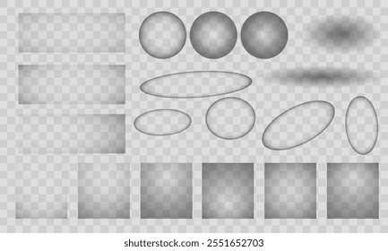 Set of vector transparent overlay shadows. Realistic design elements on an isolated transparent background for your design.	