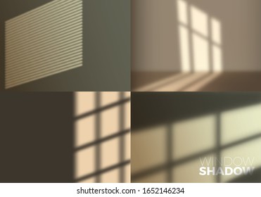 Set of Vector Transparent Realistic Shadow of Window. Decorative Design Element for Collages. Creative Overlay Effect for Mockups