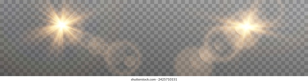 Set of vector transparent sun flare, light special lens, light effect. Solar flare.