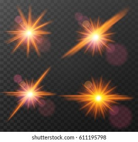 Set Vector transparent sunlight special lens flare light effect.