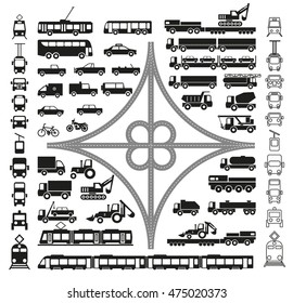 Set of vector transport silhouettes