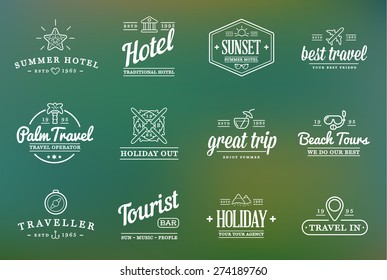 Set of Vector Travel Tourism and Holiday Elements Icons Illustration can be used as Logo or Icon in premium quality