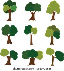 set of vector tree 9 - illustration 