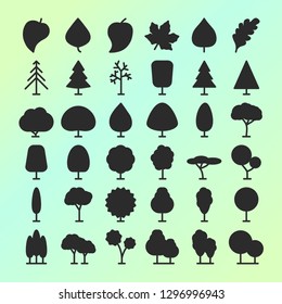 set of vector tree and leaf icons for garden, nature cosmetics, ecology company, naturally firm, natural product store, organic shop, alternative medicine, green unity, farming. 10 eps