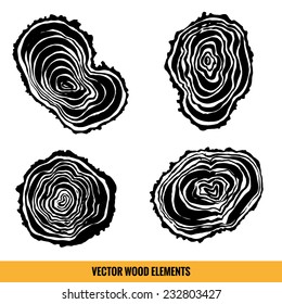 A set of vector tree rings. Can be used as logotype, background, in design of wrapping paper, web, printing and so on.