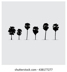 Set of vector tree silhouettes.