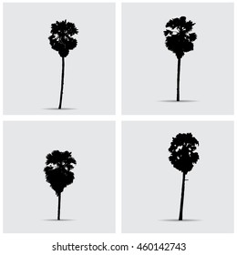 Set of vector tree silhouettes.