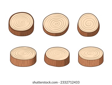 Set of vector tree stump isolated on white background