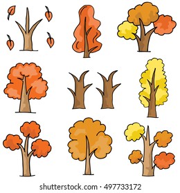 Set of vector trees doodle collection stock