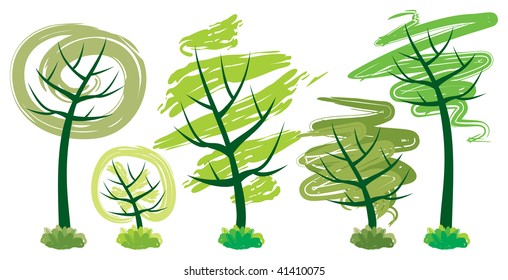 Set of vector trees icon