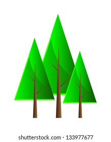Set of vector trees. Isolation over white background.