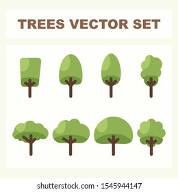 Set of vector trees. Nature park and forest pictogram icons. Organic botanical elements. Floral concept for your designs.