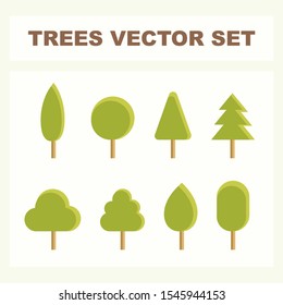 Set of vector trees. Nature park and forest pictogram icons. Organic botanical elements. Floral concept for your designs.