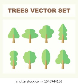 Set of vector trees. Nature park and forest pictogram icons. Organic botanical elements. Floral concept for your designs.