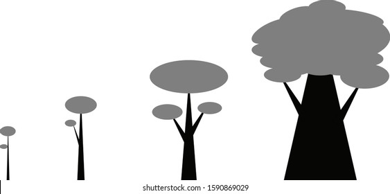 Set of vector trees on different phases of growth / pictograms for presentations