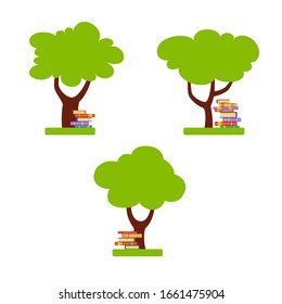 Conjunto de vectores con pedazos de libros coloridos al estilo de las caricaturas. Biblioteca doméstica. Me encanta leer. Educación para los niños