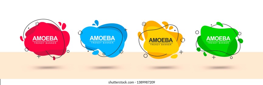 Set of vector trendy abstract banners. Flat geometric shapes in memphis design style. Ready design for use in web and print.