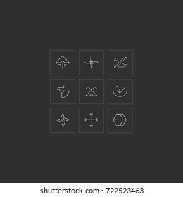 Set of vector trendy geometric icons. Alchemy symbols collection. Religion, philosophy, spirituality, occultism.