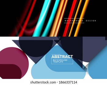 Set of vector triangle geometric backgrounds. Vector illustration for covers, banners, flyers and posters and other designs