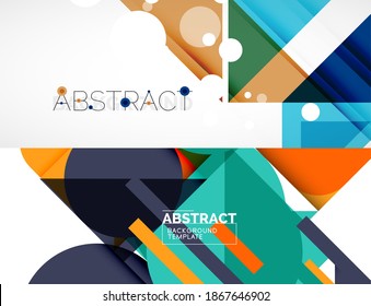 Set of vector triangle geometric backgrounds. Vector illustration for covers, banners, flyers and posters and other designs